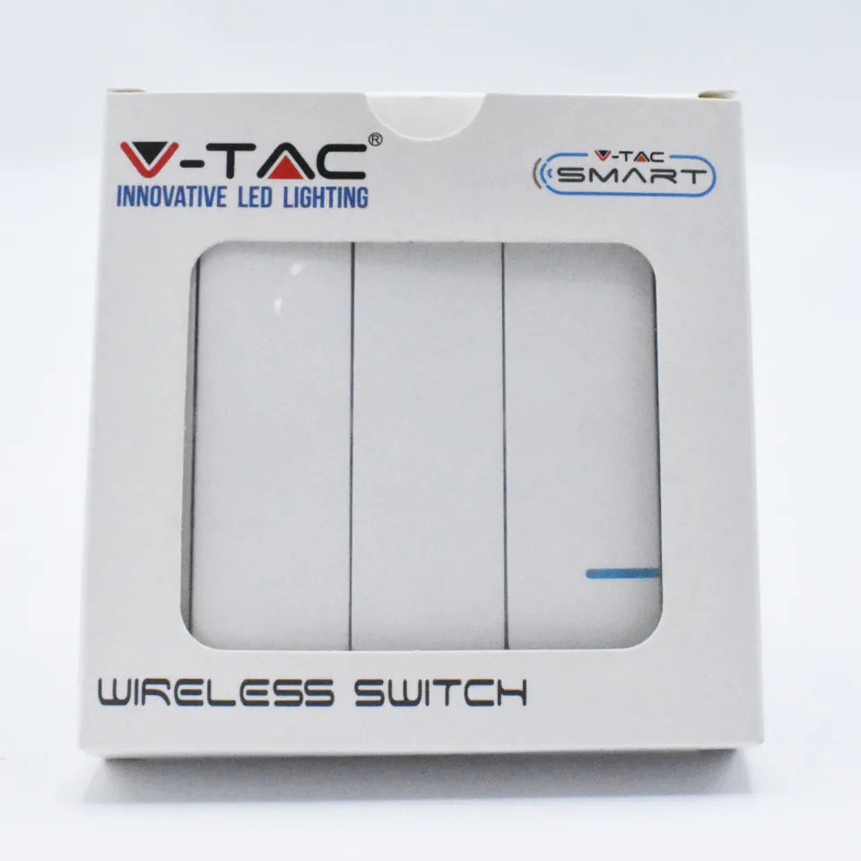 Intrerupator triplu Wireless Smart, 10A, protectie IP54, alb, V-TAC