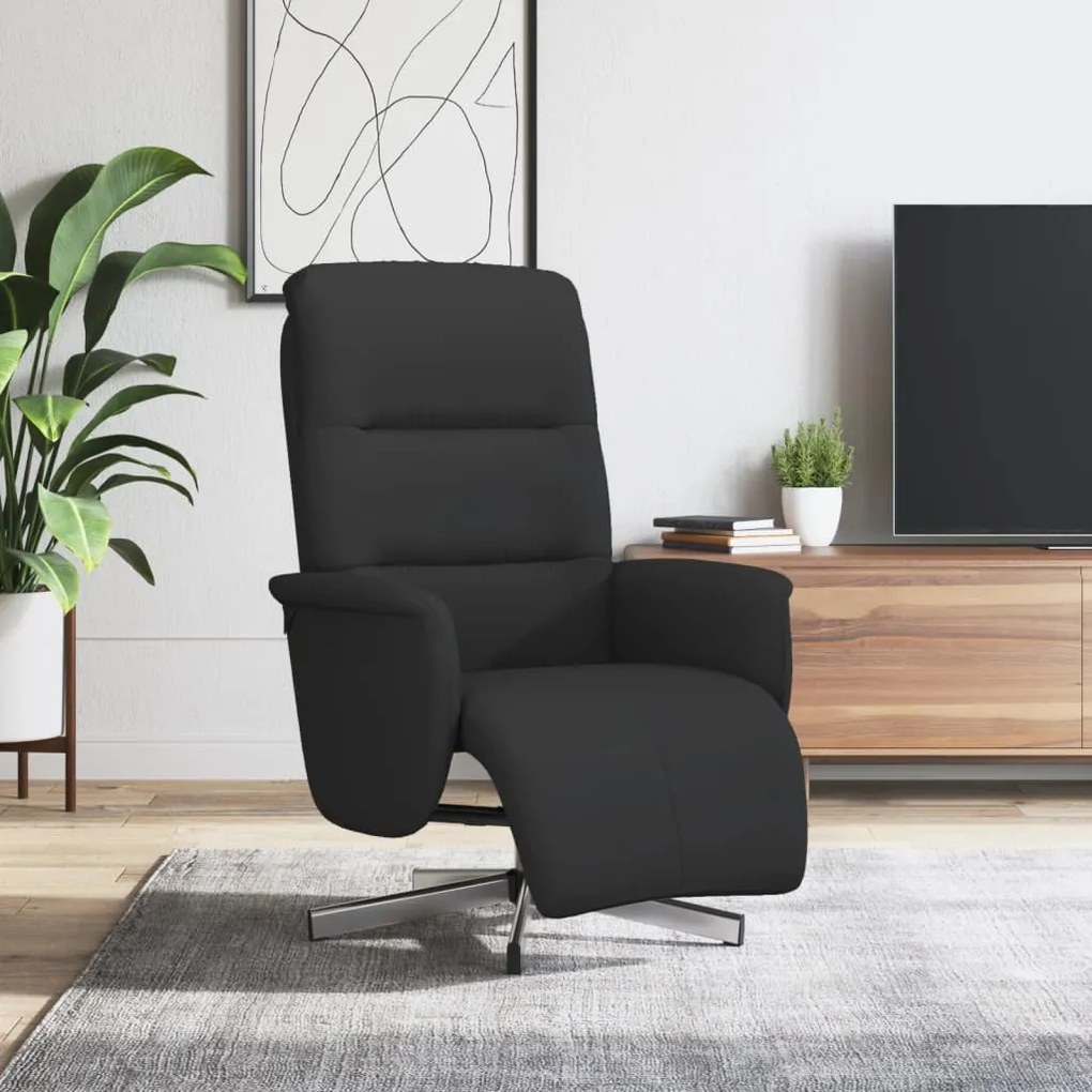 vidaXL Fotoliu rabatabil cu suport de picioare, negru, textil