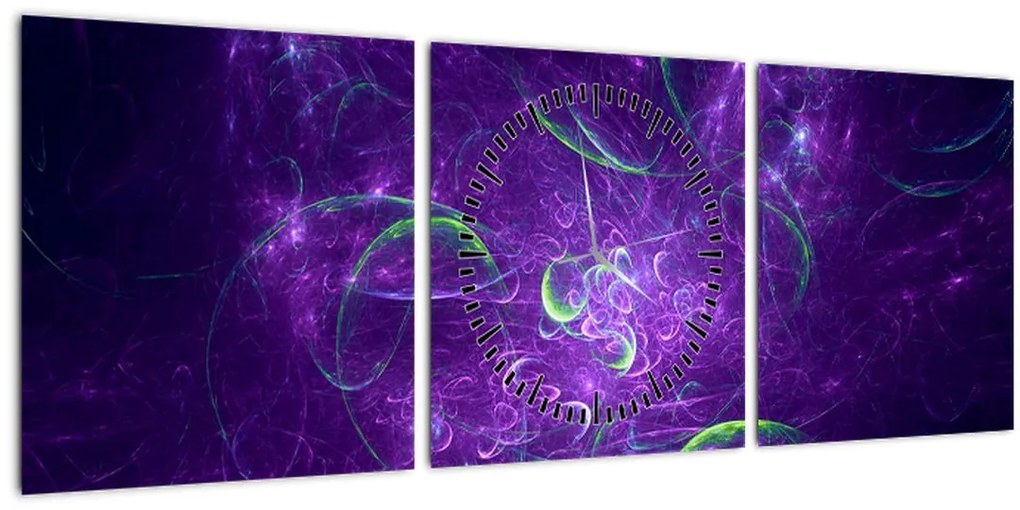 Tablou -abstracție violetă (cu ceas) (90x30 cm)