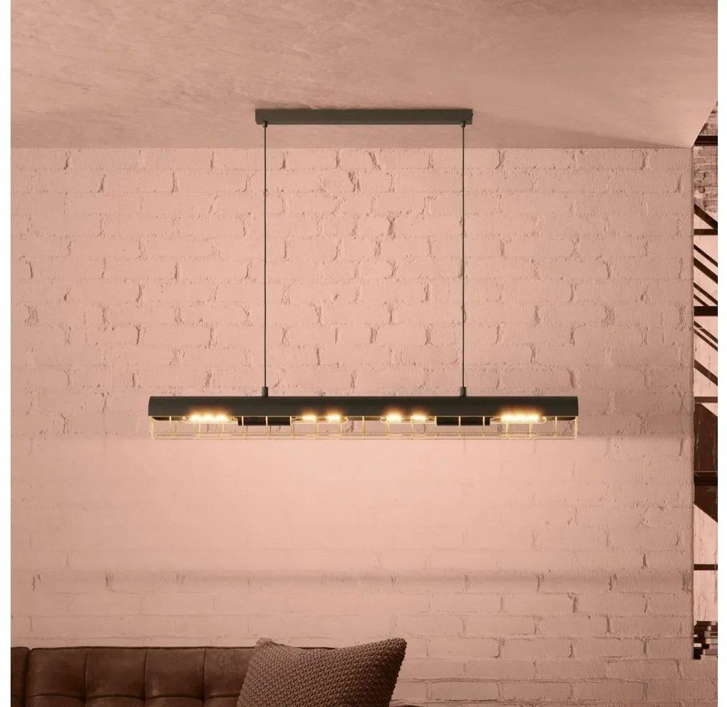 Lustră pe cablu Eglo 390059 ALFONSINE 4xE27/40W/230V negru/auriu