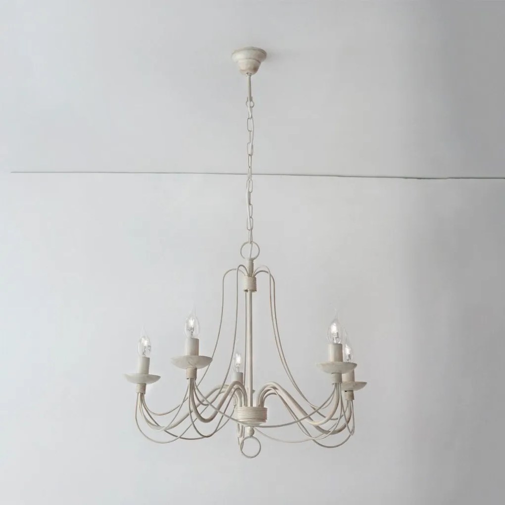 Candelabru design rustic cu 5 brate Vela, ivory