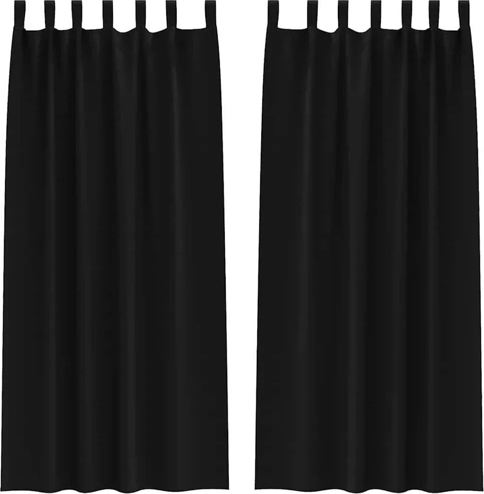 vidaXL Perdele Opaque cu Inel 2 pcs Negru 245 x 140 cm Poliester