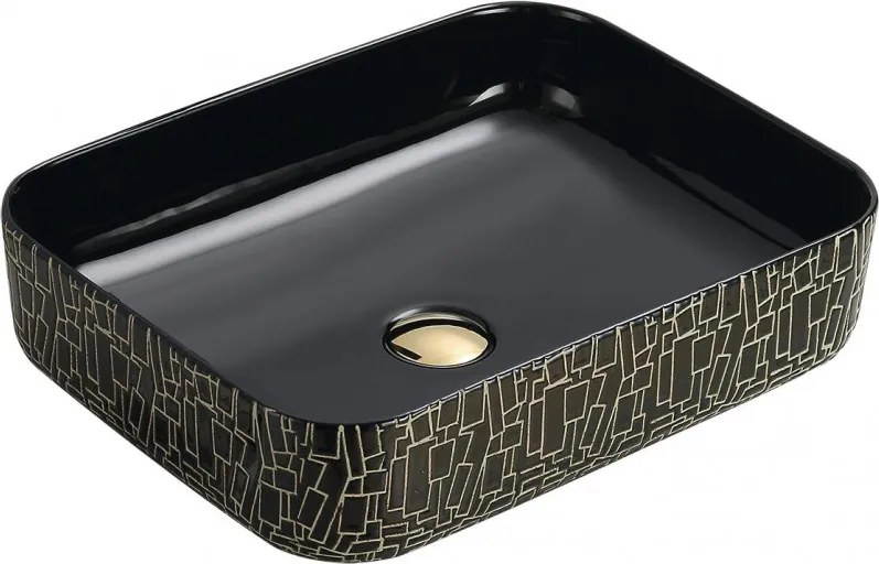 Mexen Lorita chiuvetă de blat 51 x 39 cm, negru/auriu - 22135163