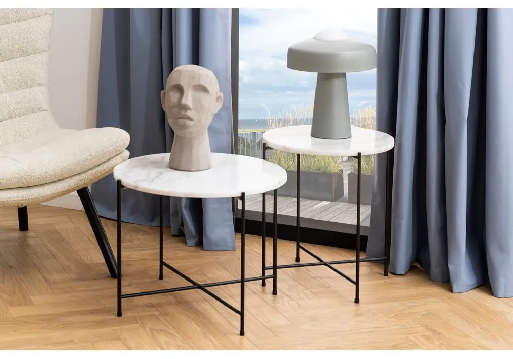 Măsuță auxiliară rotundă cu blat din marmură ø 52 cm Avila – Actona