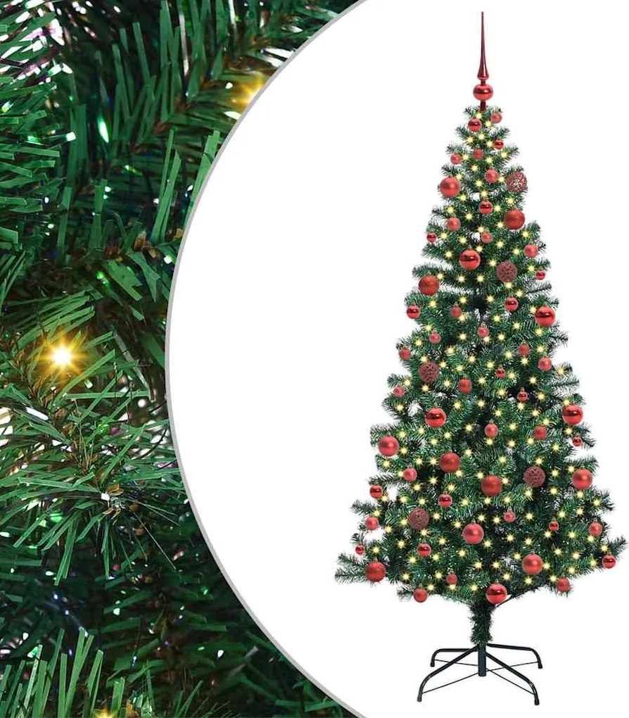 vidaXL Pom de Crăciun artificial pre-iluminat cu 300 LED Verde 180 cm