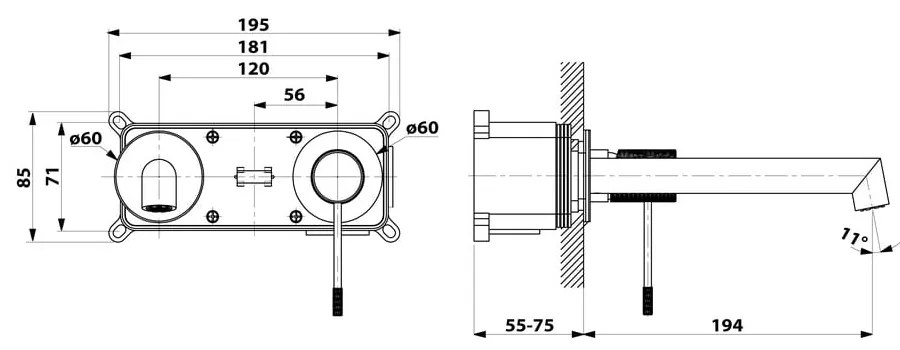 Baterie argintiu-lucios pentru chiuvetă încastrată (1 ieșire) Solaris – Sapho