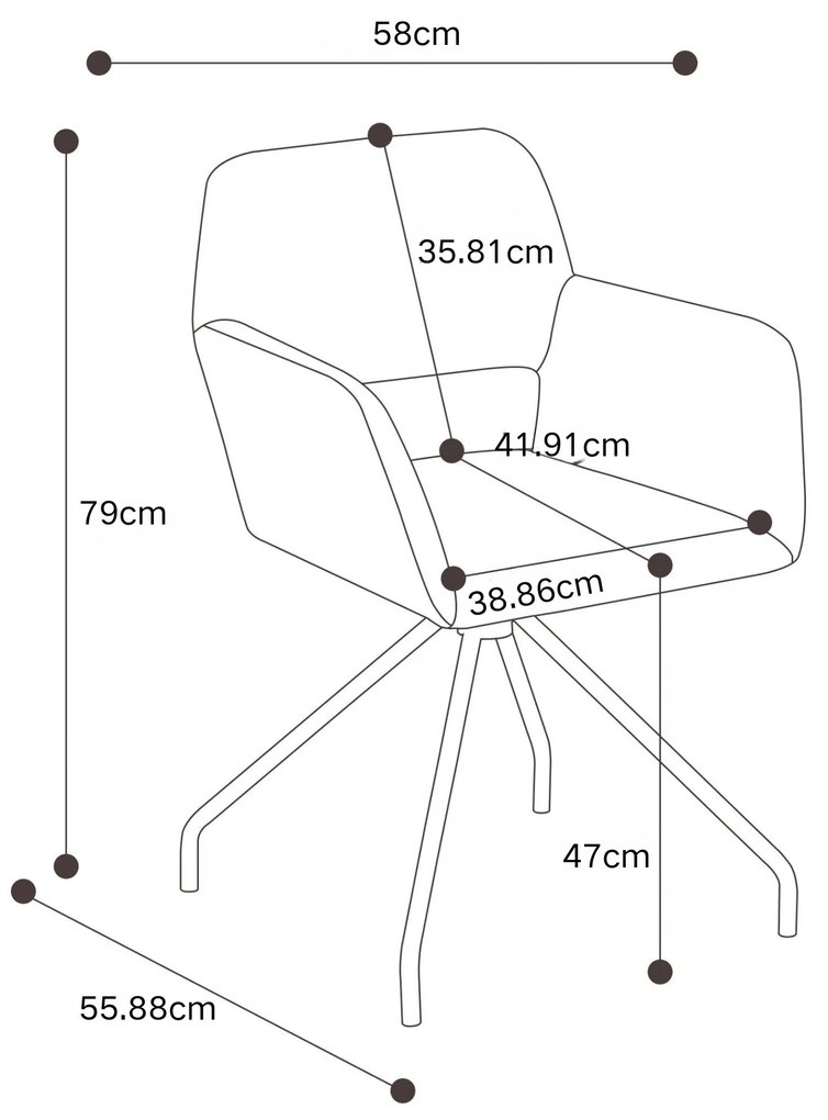 Set de 2 scaune de prânz ergonomice din piele ecologică cu picioare din metal, Gri Ciment