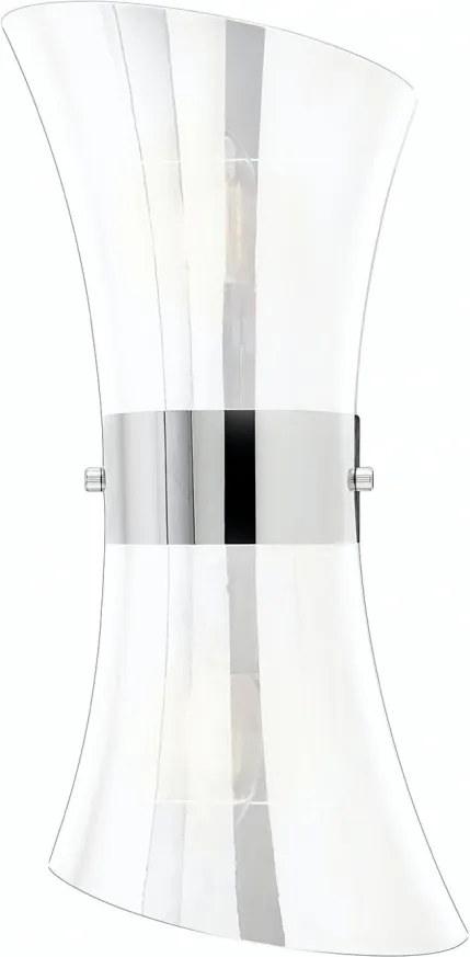 Aplica Austin sticla/fier, 2 becuri, transparent/argintiu, diametru 40 cm