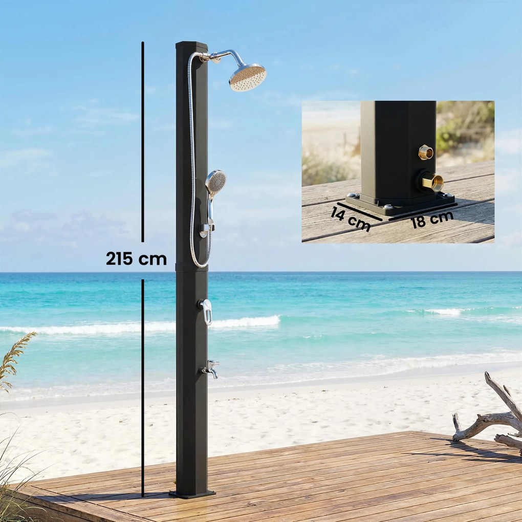 Outsunny Duș solar 35L, protecție anti-îngheț, 2 capete de duș, robinet pentru picioare | Aosom Romania