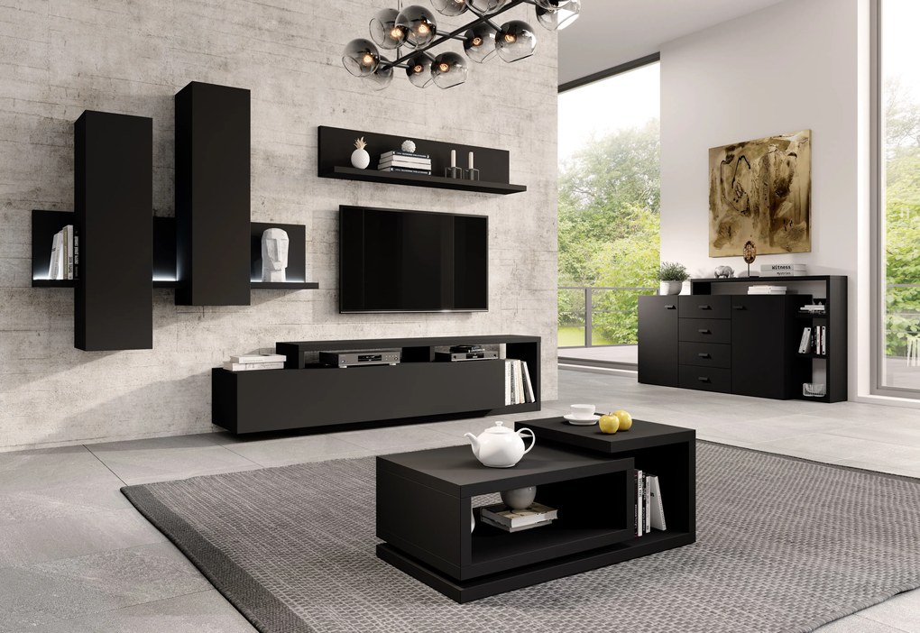 Mobilier living Bilsby Typ 09 (negru + negru mat). 1030549