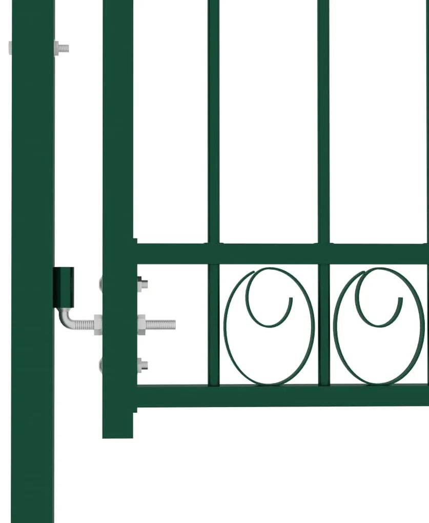 Poarta de gard cu tepuse, verde, 100x175 cm, otel Verde, 100 x 175 cm