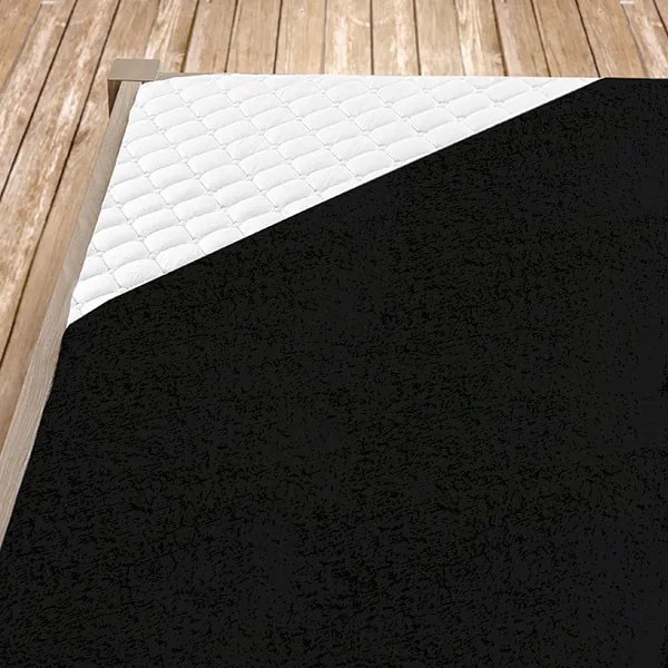 Cearsaf elasticde pat din froté, negru 140x200 cm