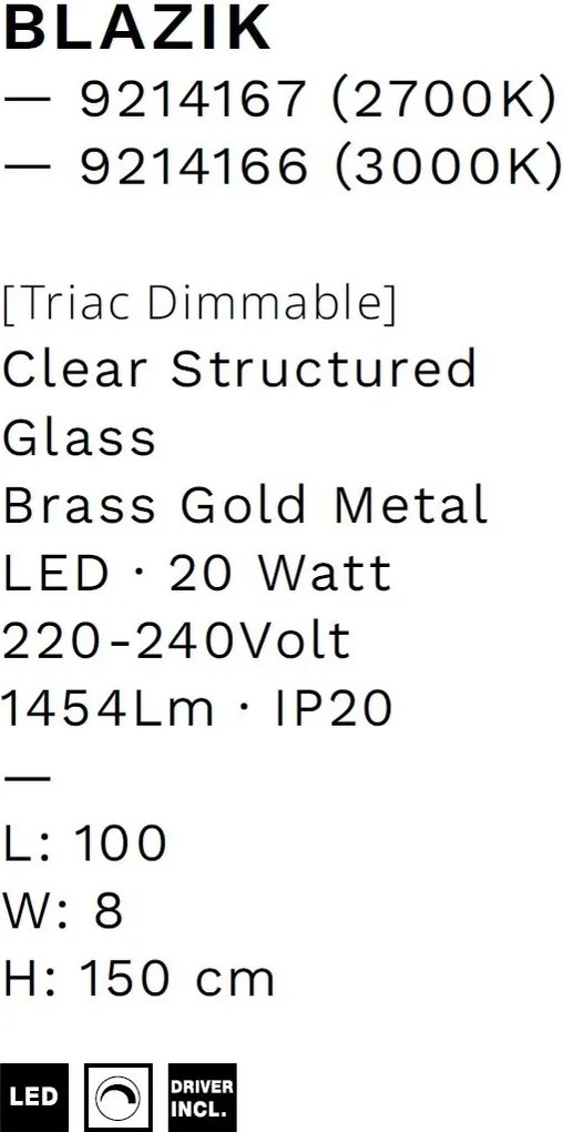 Lustra LED liniara design decorativ 2700K BLAZIK