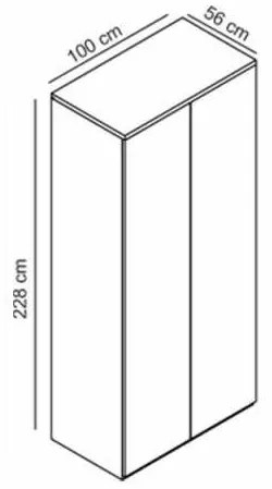 Dulap - ROYAL ACORDEON (100 cm) (Culoare dulap Royal: Alb Lucios + Corpuri albe mat)