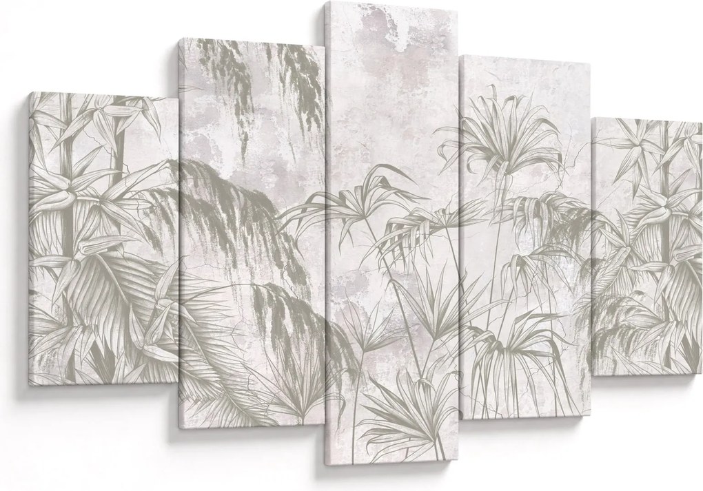 Tablou - Plante tropicale pe perete gri (150x105 cm)