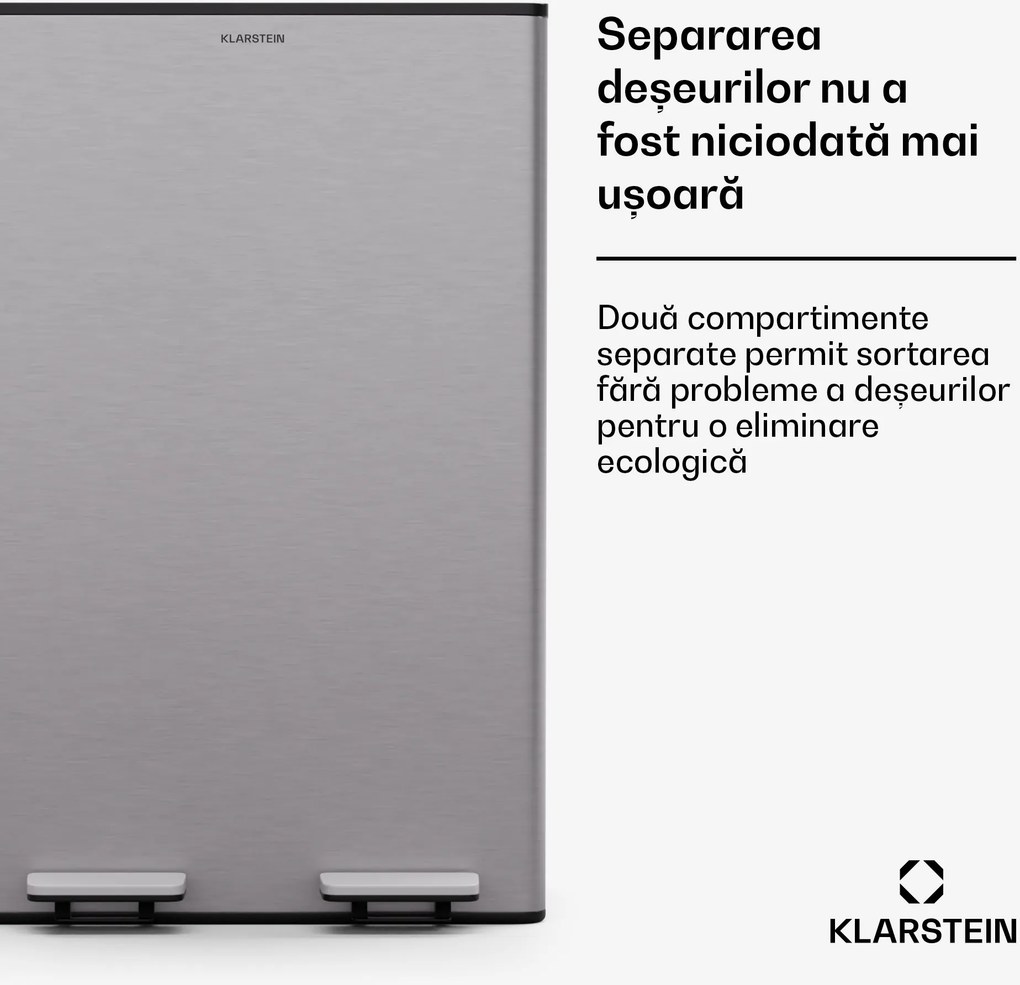 Klarstein EcoVista, coș de gunoi cu composter, 60 l + 3 l/coș + composter, Soft-Close