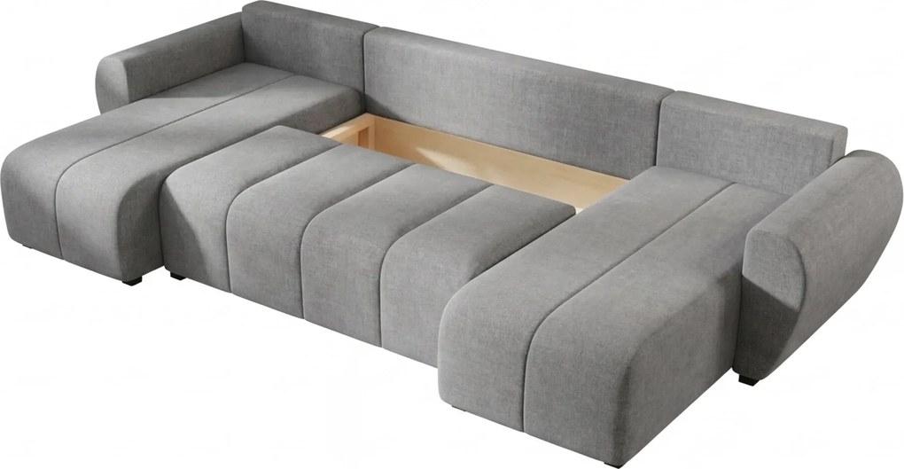 Coltar extensibil in forma de U SEVIO, gri, 311x145 cm + 2 perne GRATUIT