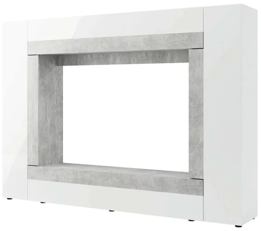 Mobilier living Warsa (Alb + Alb lucios + beton). 1069342