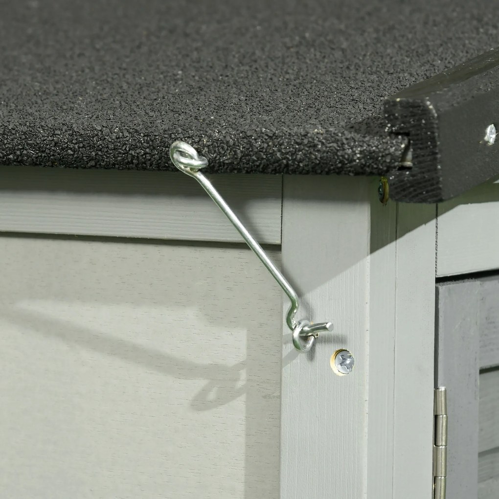 PawHut Cuib Exterior din Lemn de Brad cu Rampă, Acoperiș Rabatabil Impermeabil, Sertar Detașabil, Cuib pentru Iepuri, Animale Mici, Gri Deschis | Aosom Romania