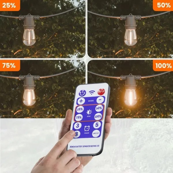 LED Stm ghirlandă decorativă solară 10xE27/3V USB 2400 mAh 10,62 m IP65 neagră + telecomandă
