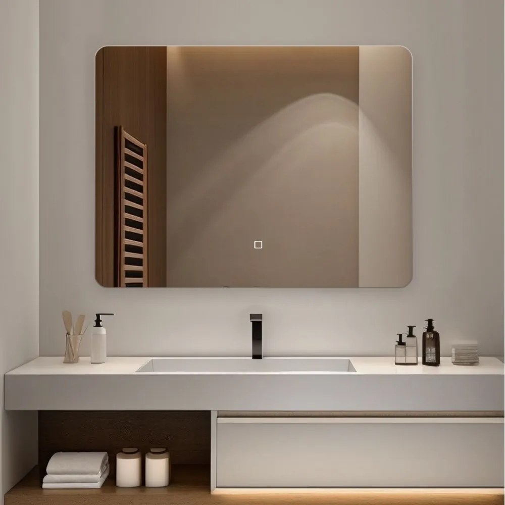 Oglinda LED Dreptunghiulara 80x60 cm, Iluminare 3 Nuanțe, Touch Control & Design Premium