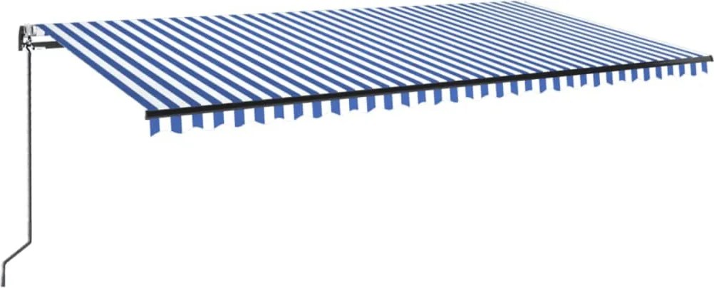 vidaXL Copertină retractabilă automat, albastru și alb, 600x350