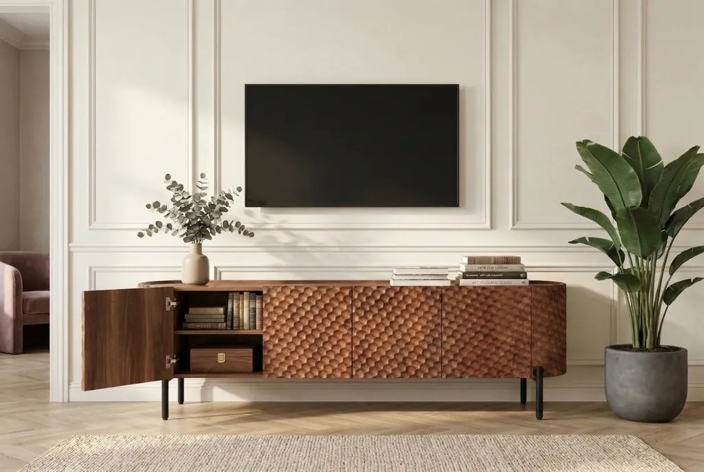 Comoda TV cu model 3D tip fagure ADLON 200cm