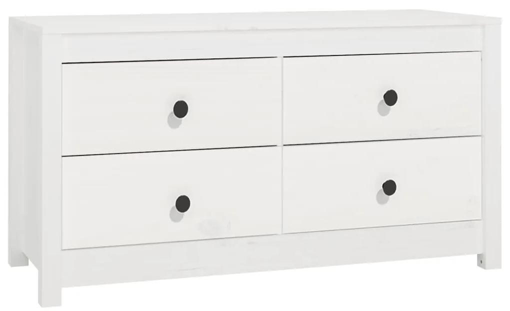 Dulap lateral, alb, 100x40x54 cm, lemn masiv de pin 1, Alb, 100 x 40 x 54 cm