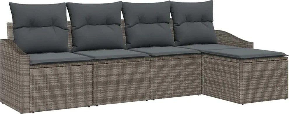 vidaXL Set de canapea cu pernă 5 pcs Gri poliratan