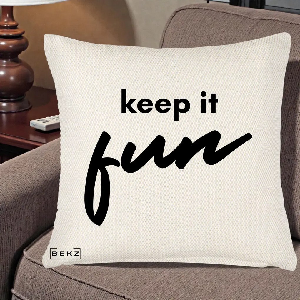 Perna Decorativa Keep It Fun, 40x40 cm, Crem Reliefat, Husa Detasabila, Perna Inclusa, BEKZ®