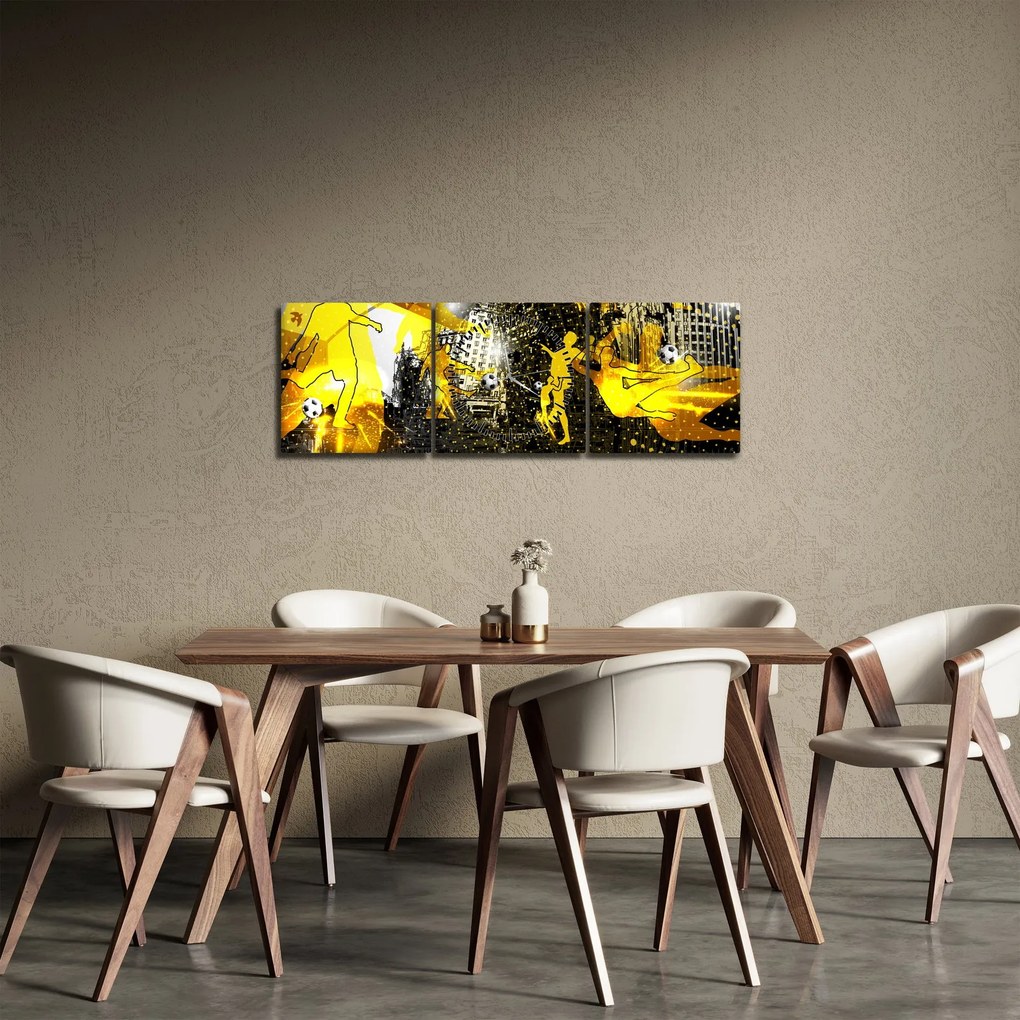 Tablou - Fotbal în marele oraș (cu ceas) (90x30 cm)