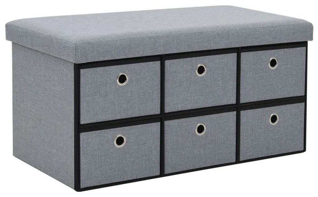 247096 vidaXL Bancă pliabilă depozitare aspect pânză, 76x38x38 cm gri deschis