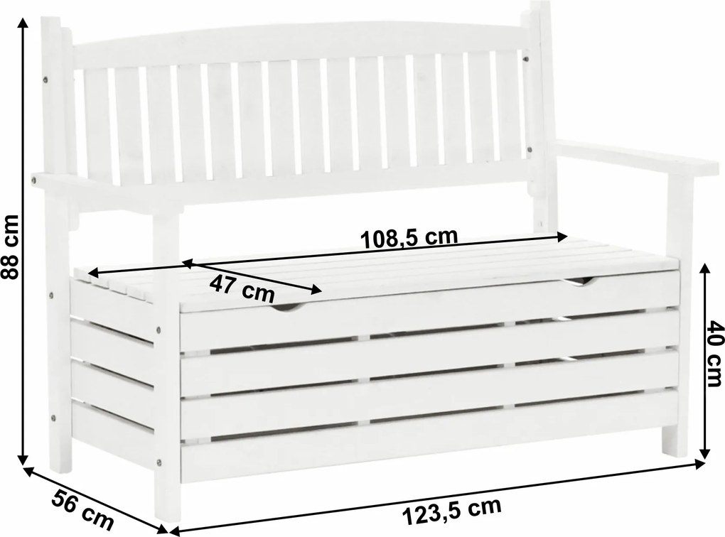Bancă de grădină, alb, 123,5 cm, DILKA