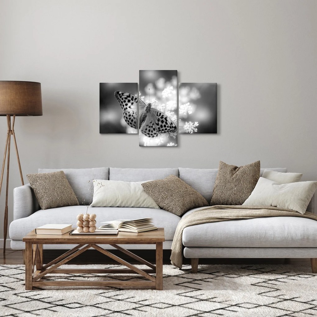 Tablou - Detailu cu fluture care polenizează floare (90x60 cm)