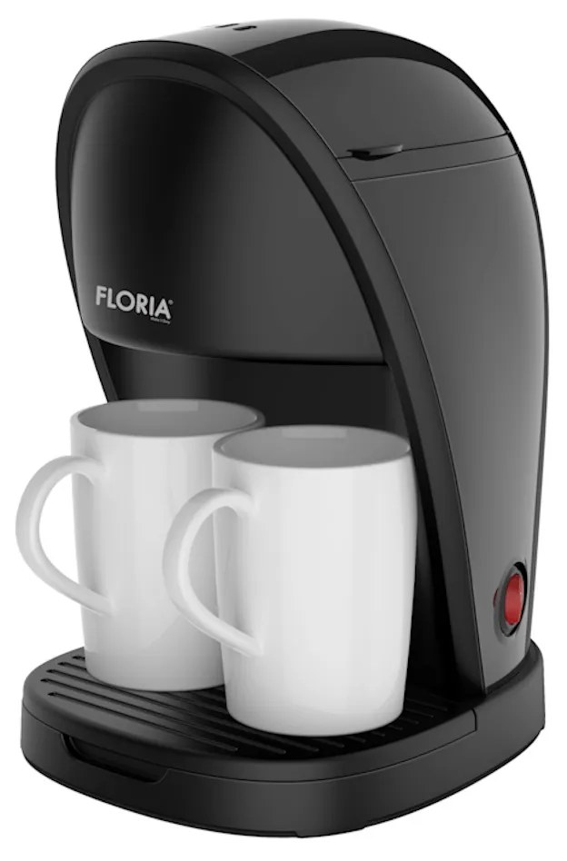 Aparat de facut cafea Floria ZLN9297, filtru de nailon, cupa pentru masurat, 2 cesti incluse, Negru