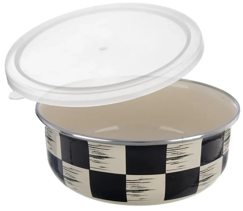 Orion Bol emailat cu capac UH Chessboard Lem ,dia. 15,5 cm