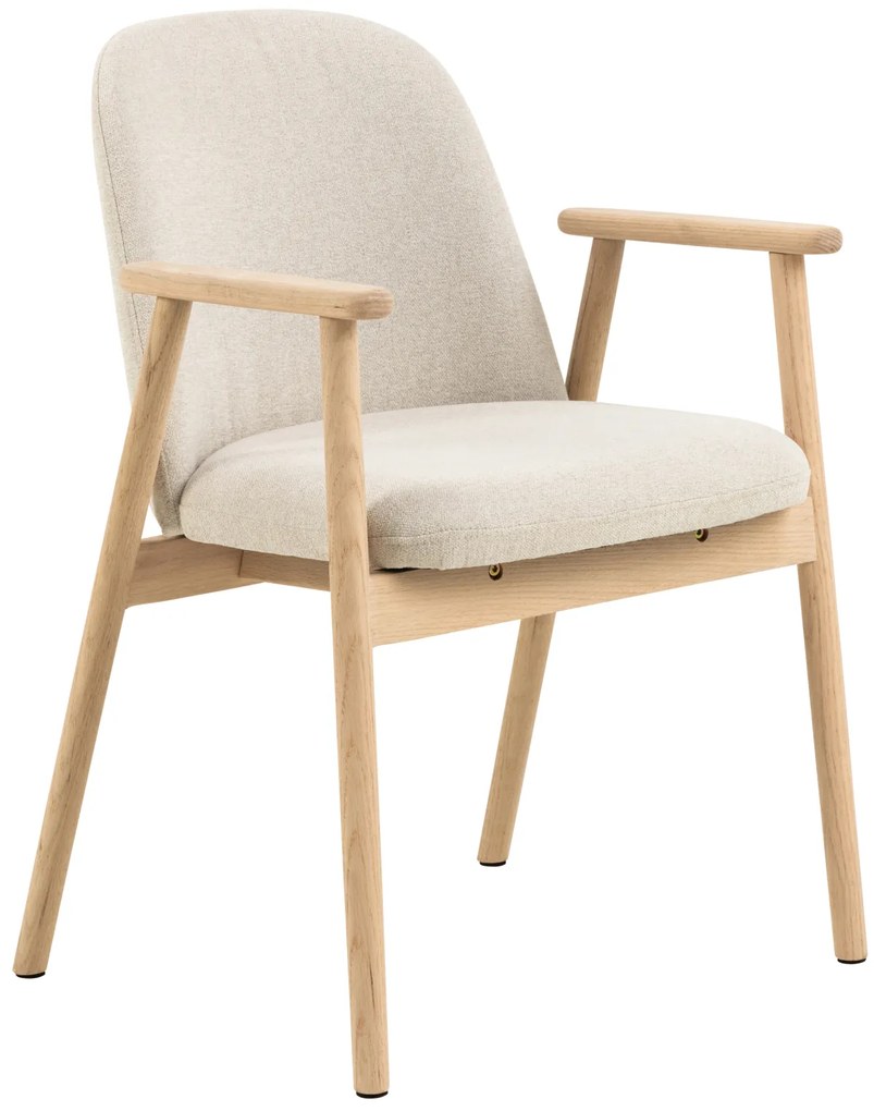 MAZZONI EXPORT RODERIC Bej (material Apia 453)/cadru stejar uleiat - SCAUN DE LEMN CHENILLE PENTRU SUFRAGERIE LIVING BUCĂTĂRIE RETRO