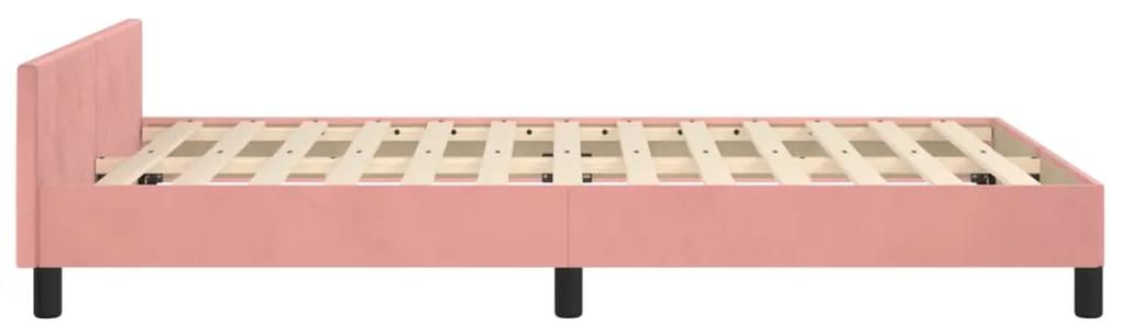 Cadru de pat cu tablie, roz, 120x200 cm, catifea Roz, 120 x 200 cm, Design cu nasturi