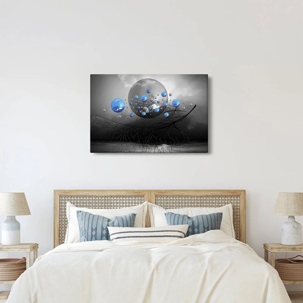Tabloul cu bile abstracte albastre (90x60 cm)