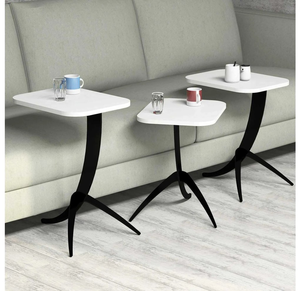 Set 3buc. măsuțe cafea Minuno (alb). 1094355