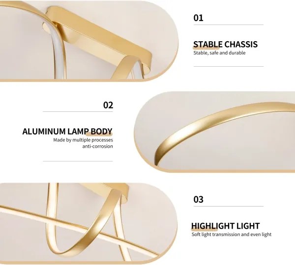 Brilagi-LED Lustră aplicată reglabilă TWISTER LED/60W/230V 3000-6000K auriu + telecomandă