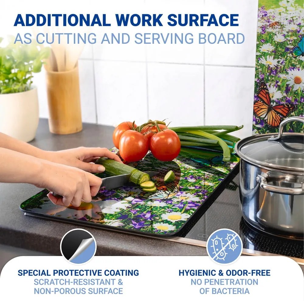 Protecții de aragaz 2 buc. din sticlă temperată 52x30 cm Summer Meadow – Maximex