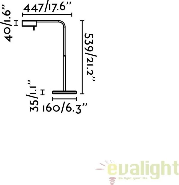 Lampa LED moderna / Veioza de birou touch dimmer ACADEMY crom 28202