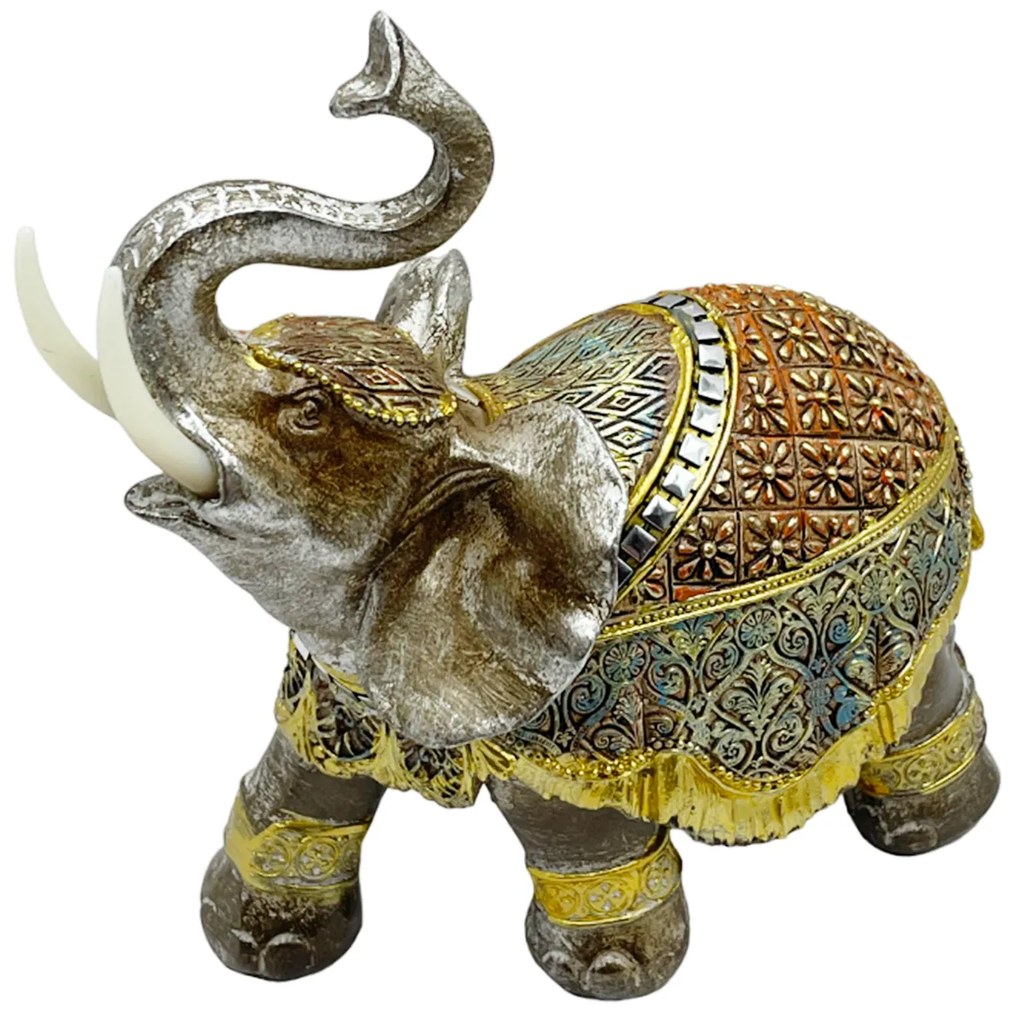 Elefant decorativ ZOLA, Argintiu, 12x13cm