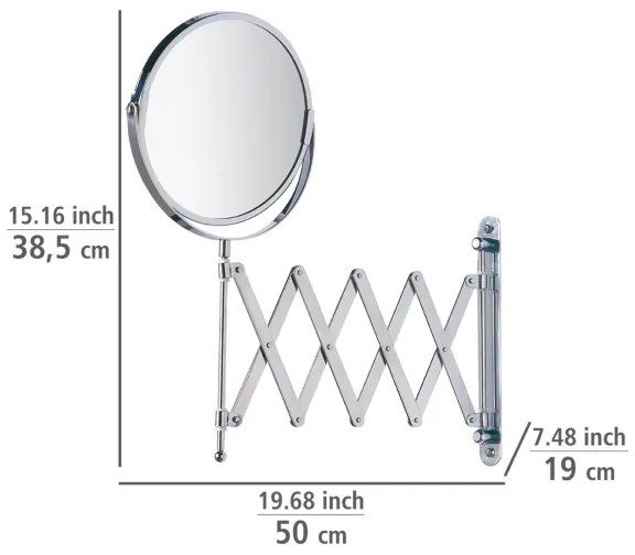 WENKO 15165100 - Oglindă cosmetică EXCLUSIVE 19x38,5 cm crom lucios