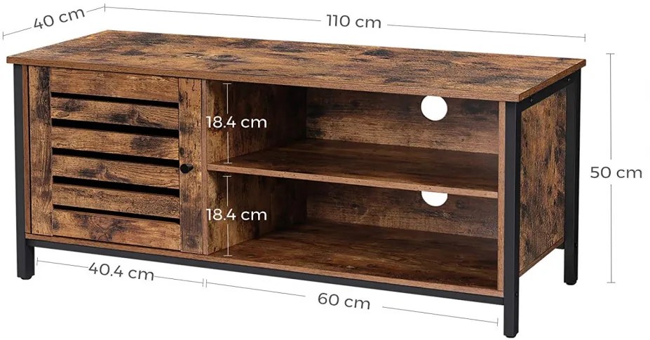 COTVI7 - Comoda TV 110x40x50 cm, living, dormitor, stil industrial - Maro