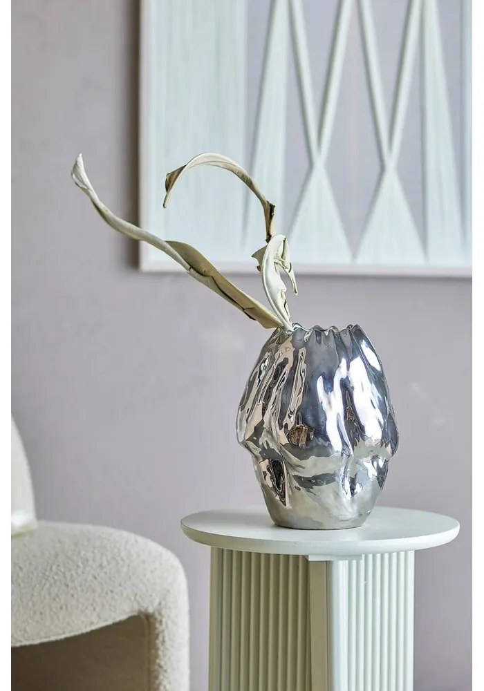 Vază argintie din gresie (înălțime 29 cm) Bobby – Bloomingville
