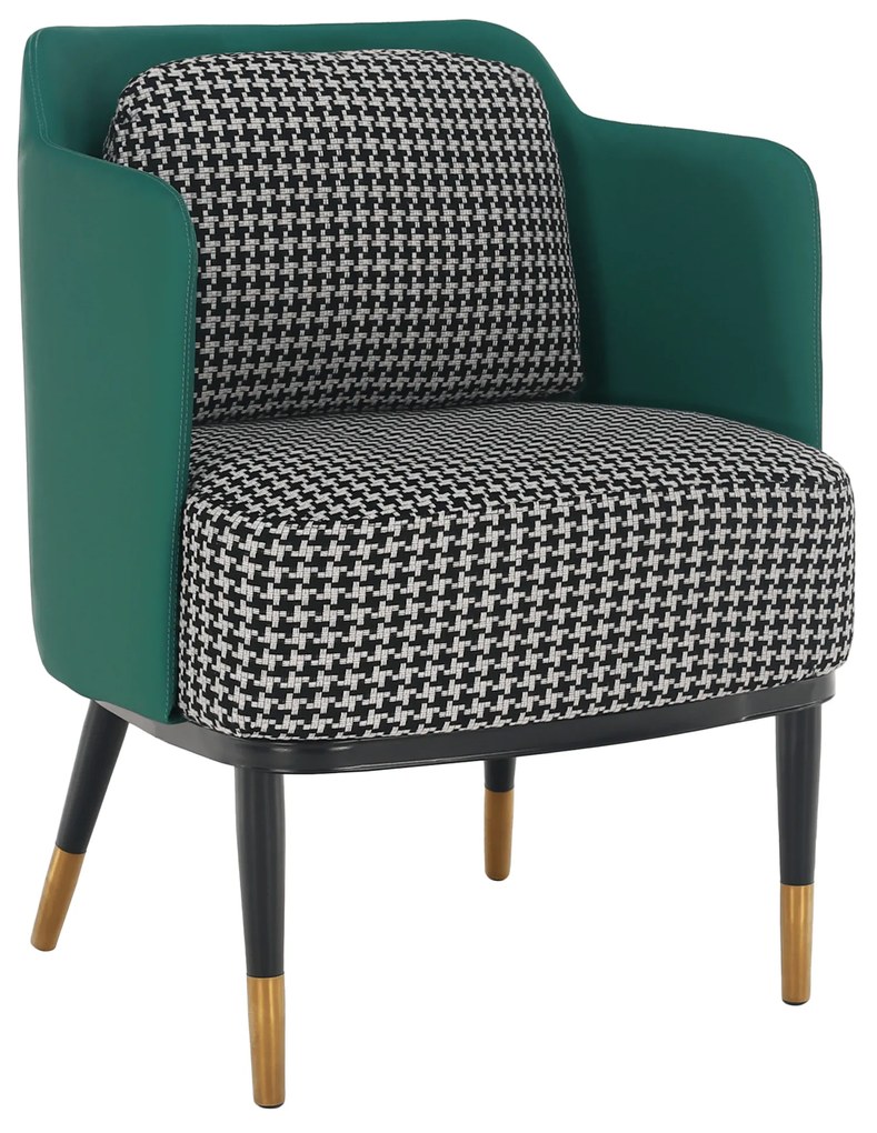 Fotoliu design, model alb-negru/ piele ecologică turcoaz, EMREN