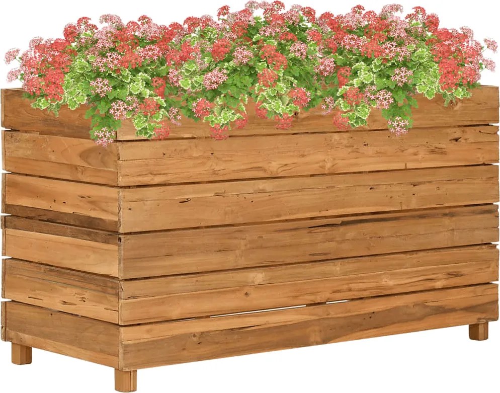 vidaXL Strat înălțat, 100x40x55 cm, lemn de tec reciclat și oțel