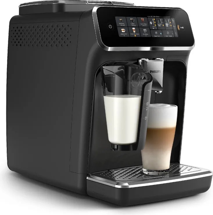 Espressor automat Philips EP3341/50 3300 LatteGo, 1500W, 15 bar, 1,8 litri, 6 bauturi, Rasnita ceramica 12 trepte, AquaClean, SilentBrew, AromaExtract, Negru